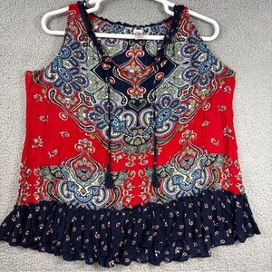 Bila Red and Blue Paisley Blouse